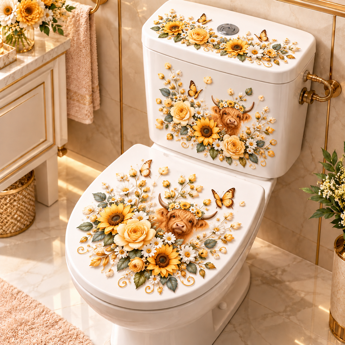 Animal & Floral Toilet Decals – 5 Charming Designs for Elegant Bathroom Decor