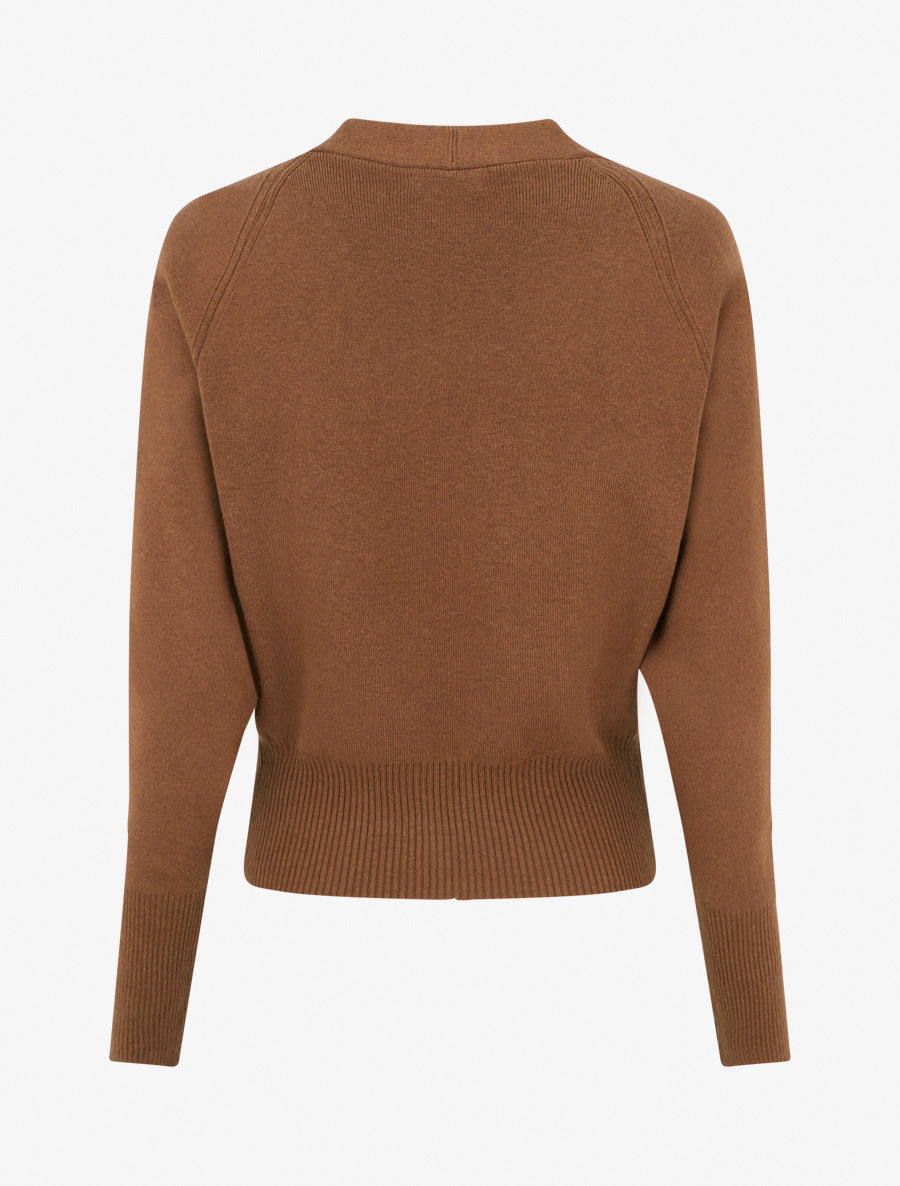 Fitted Ribbed Knit V-Neck Sweater
