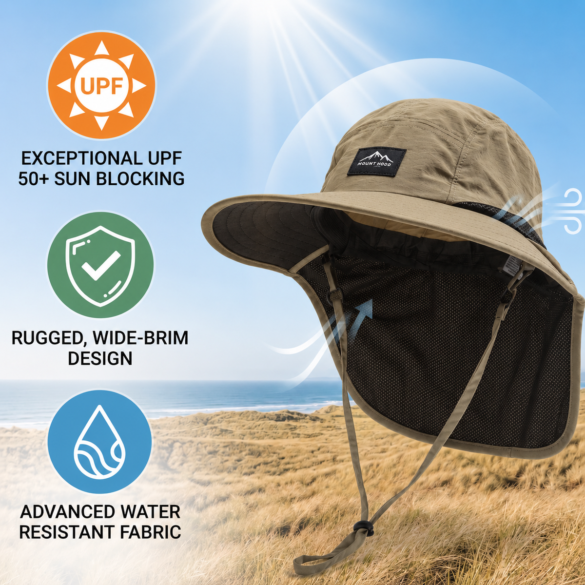 Garden Yard Work Sun Hat With Full Neck Flap | UPF 50+
