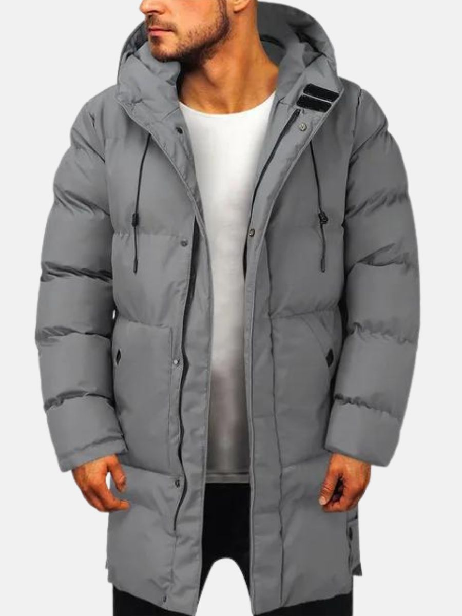 George - Men's Puffer Jacket Winter Warm with Hood and Longline Zip Fastening