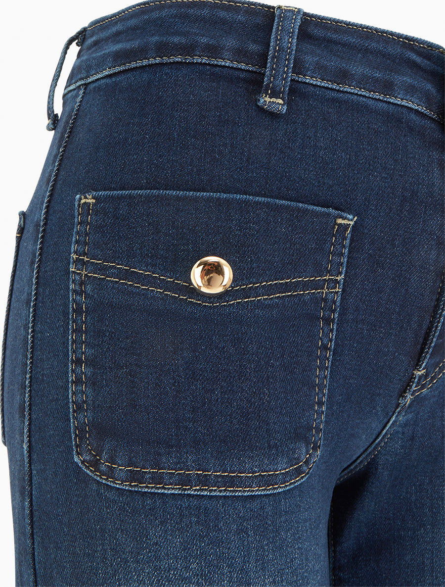 High-Waisted Wide Leg Jeans - Raw Blue