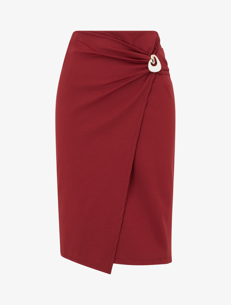 High-Waisted Wrap Midi Skirt