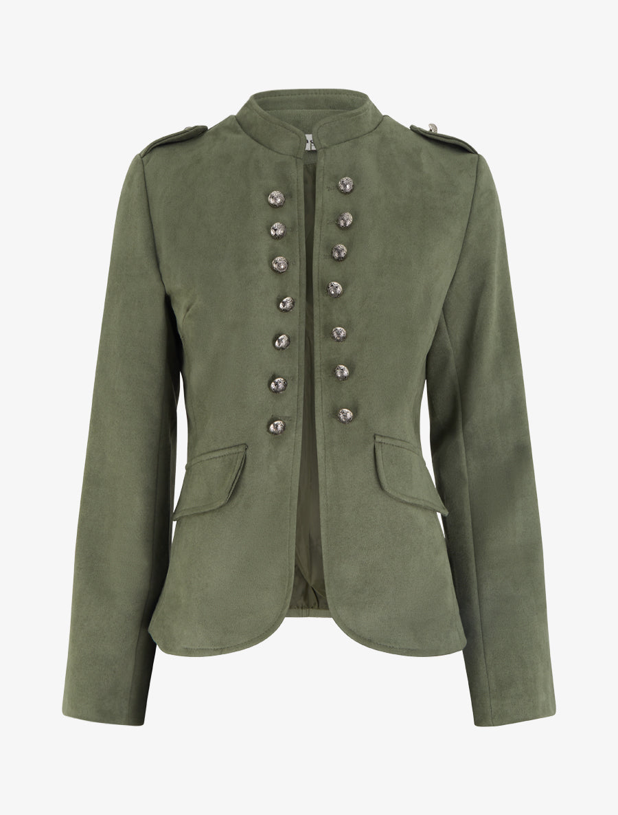 Suede Officer Stand Collar Jacket