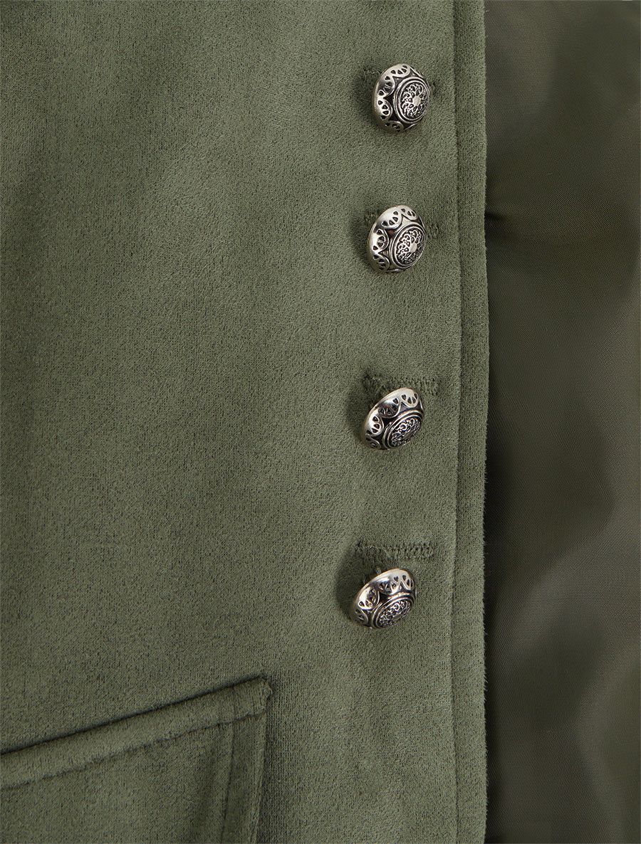 Suede Officer Stand Collar Jacket