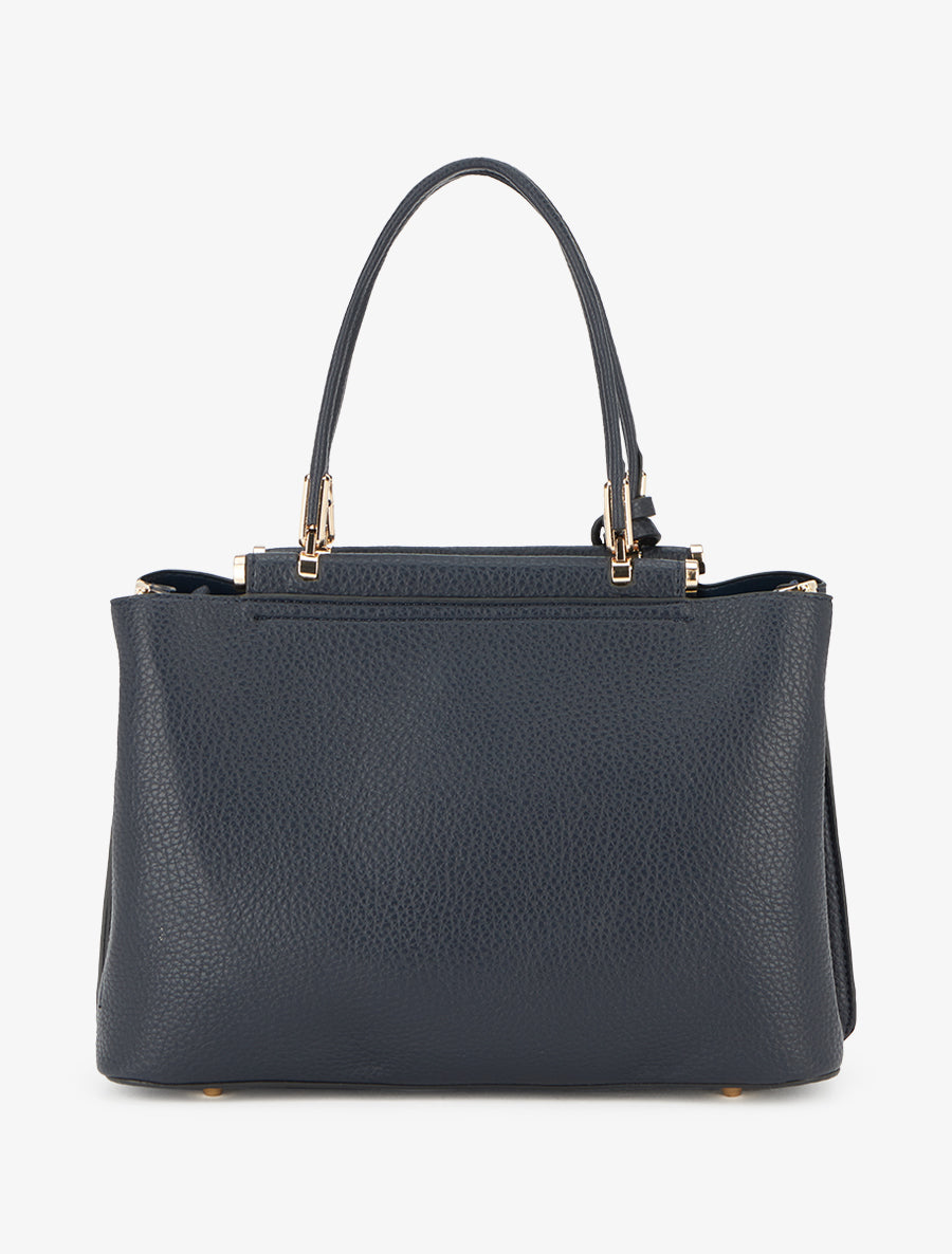 Ximena Grained-Effect Handbag - Midnight Blue