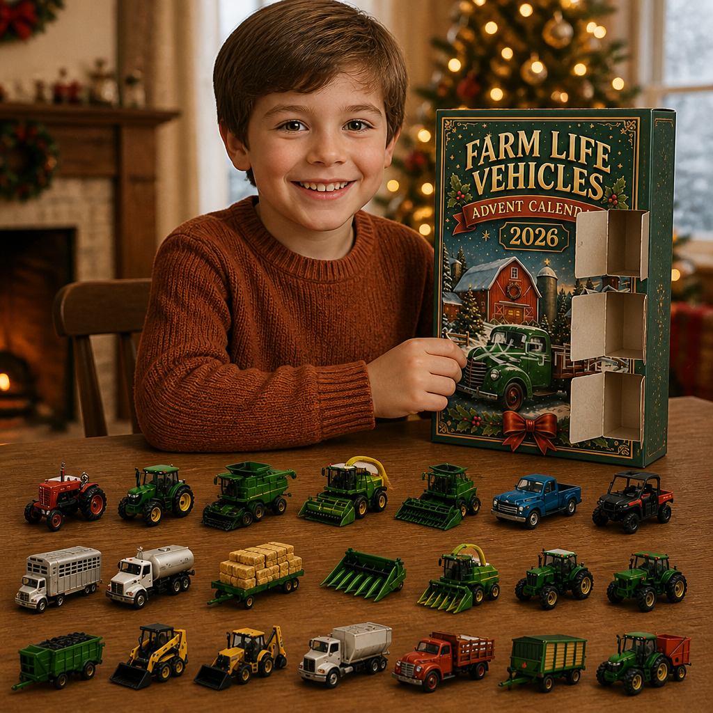 24-Day Christmas Advent Calendar with Farm Vehicles