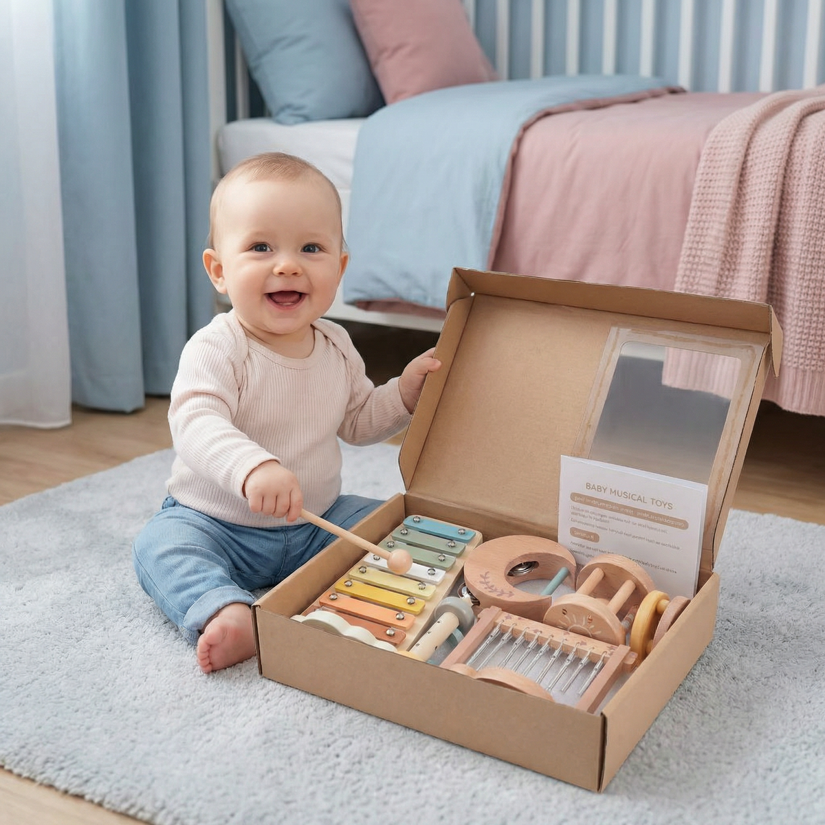 Wooden Instrument Set for Infants – 6-Piece Sensory Musical and Sound Toy