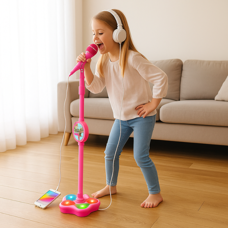 Adjustable Karaoke Microphone with Glowing Footlights