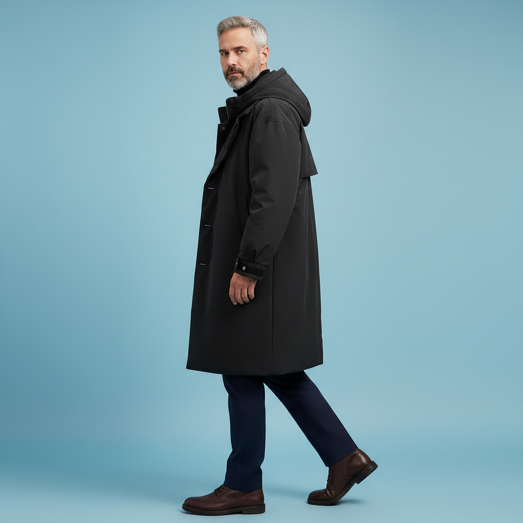 Men's Waterproof Hooded Trench Coat – Long Weather-Ready Layer for City and Travel