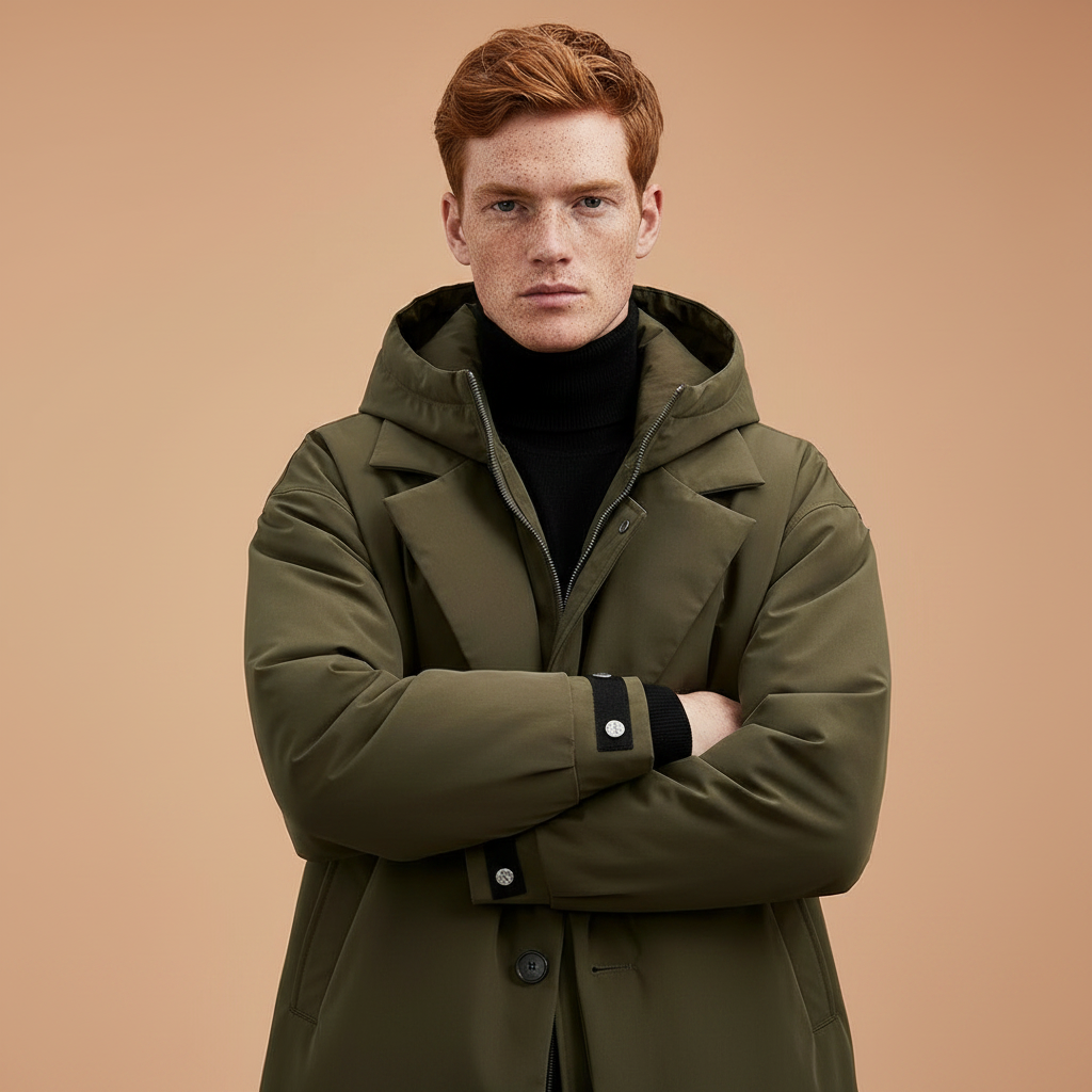 Men's Waterproof Hooded Trench Coat – Long Weather-Ready Layer for City and Travel