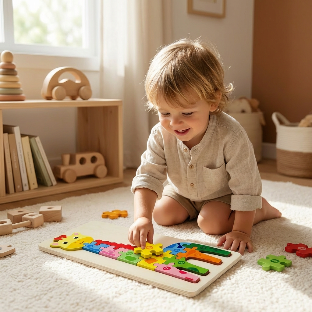 Wooden Puzzle Set for Kids β Number & Animal Learning Jigsaw Toy