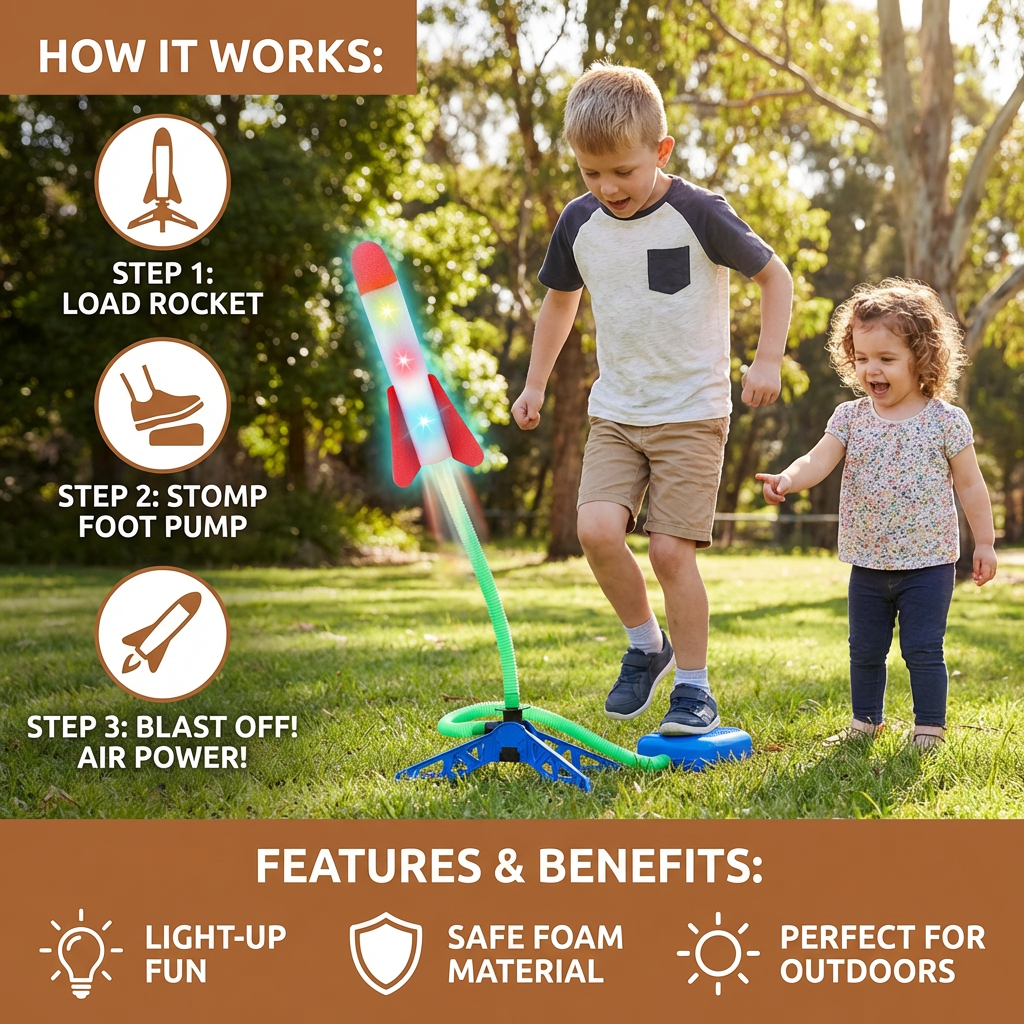 Kids Rocket Launcher with Foot Pump