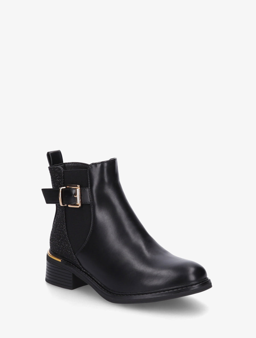 Block Heel Ankle Boots with Iridescent Detail