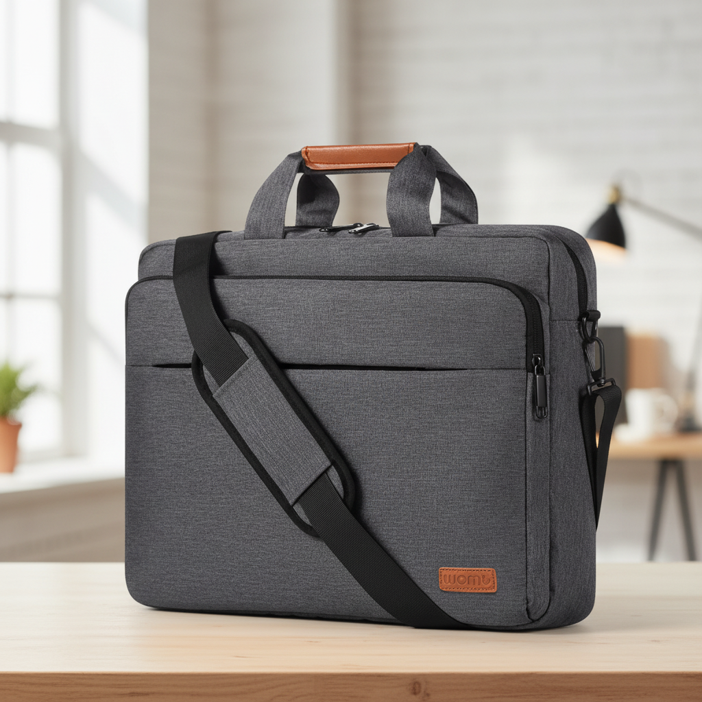 15.6-inch laptop briefcase with padded compartment and shoulder strap