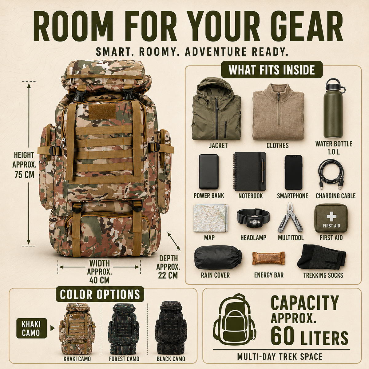 Thrives Outdoor | 80 Litre Trekking Backpack