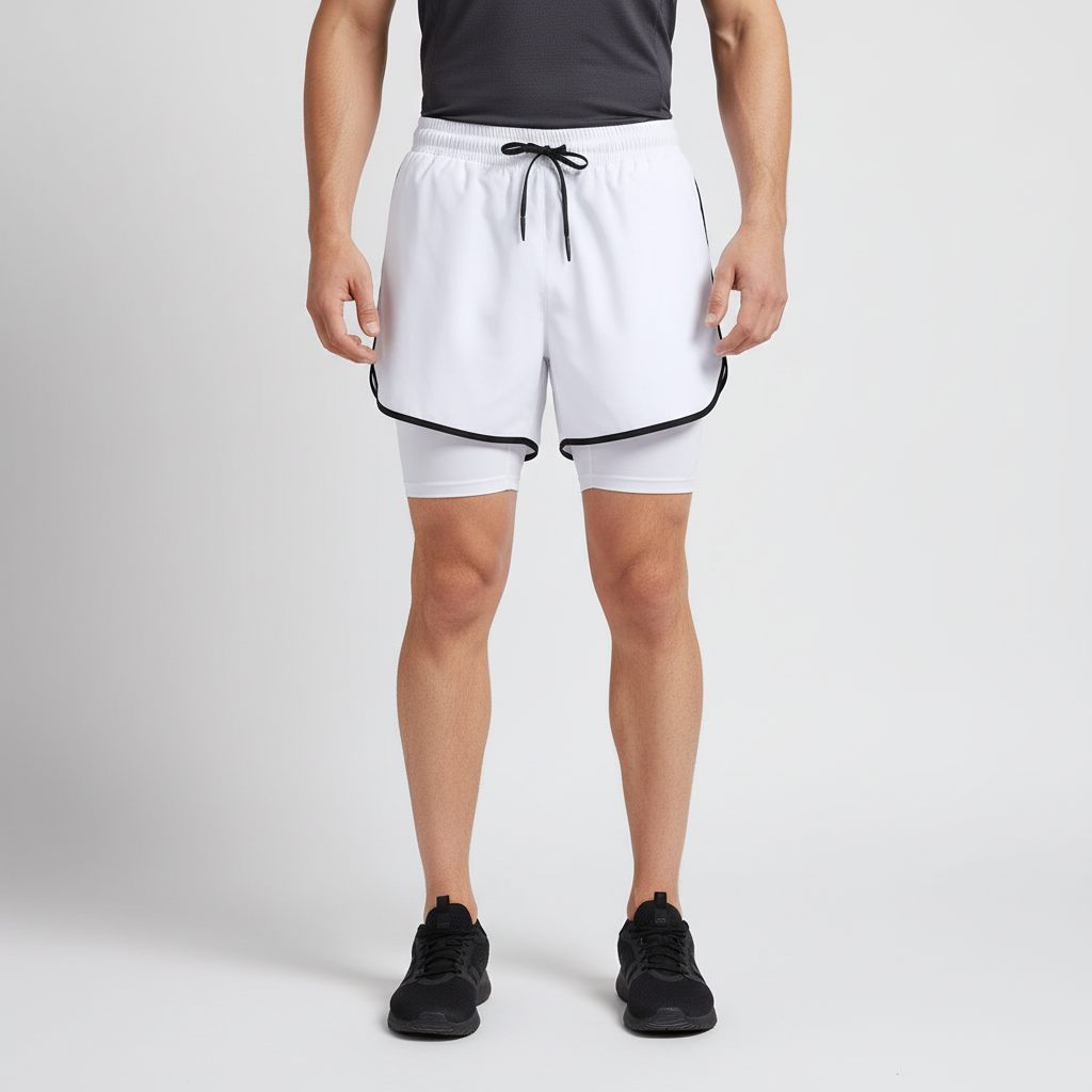 Two-layer running shorts with quick-drying performance and breathable design