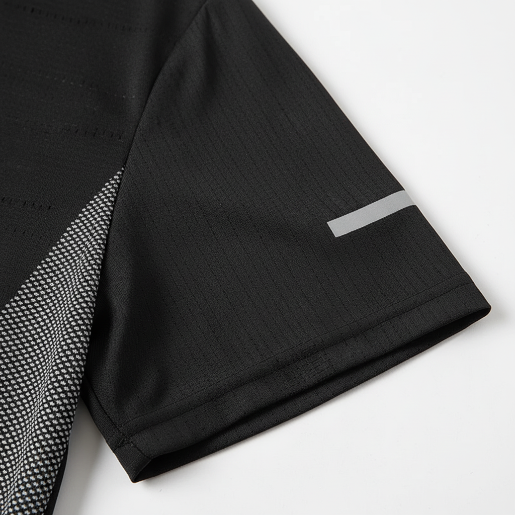 Lightweight running shirt with mesh ventilation and reflective details