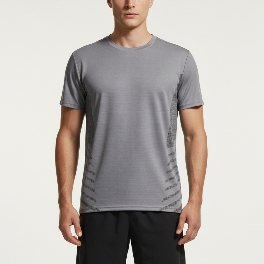 Lightweight running shirt with mesh ventilation and reflective details