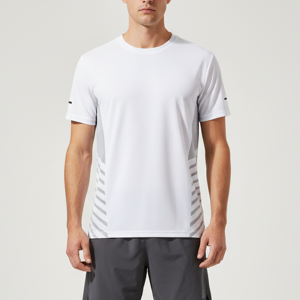 Lightweight running shirt with mesh ventilation and reflective details