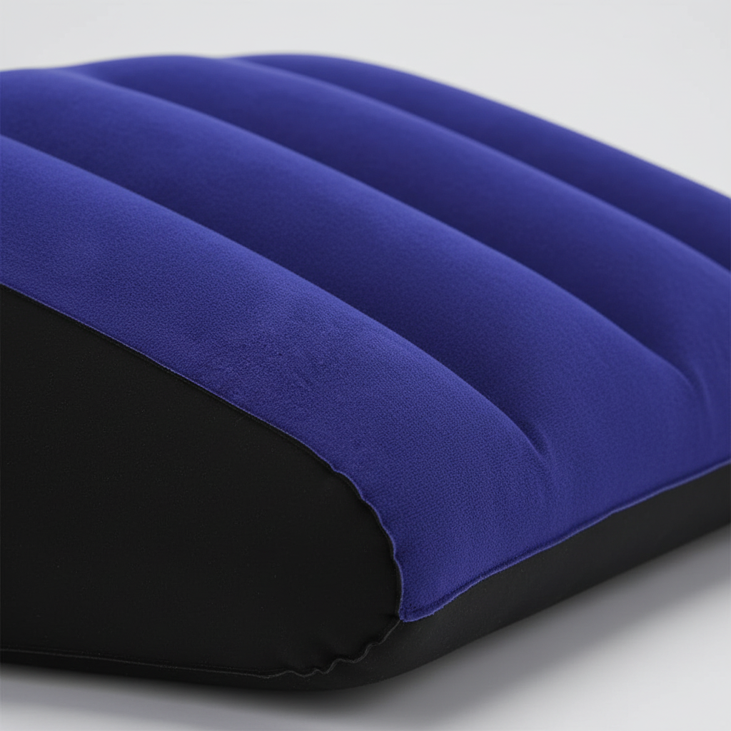 Inflatable wedge pillow for lumbar support and leg elevation, lightweight and portable