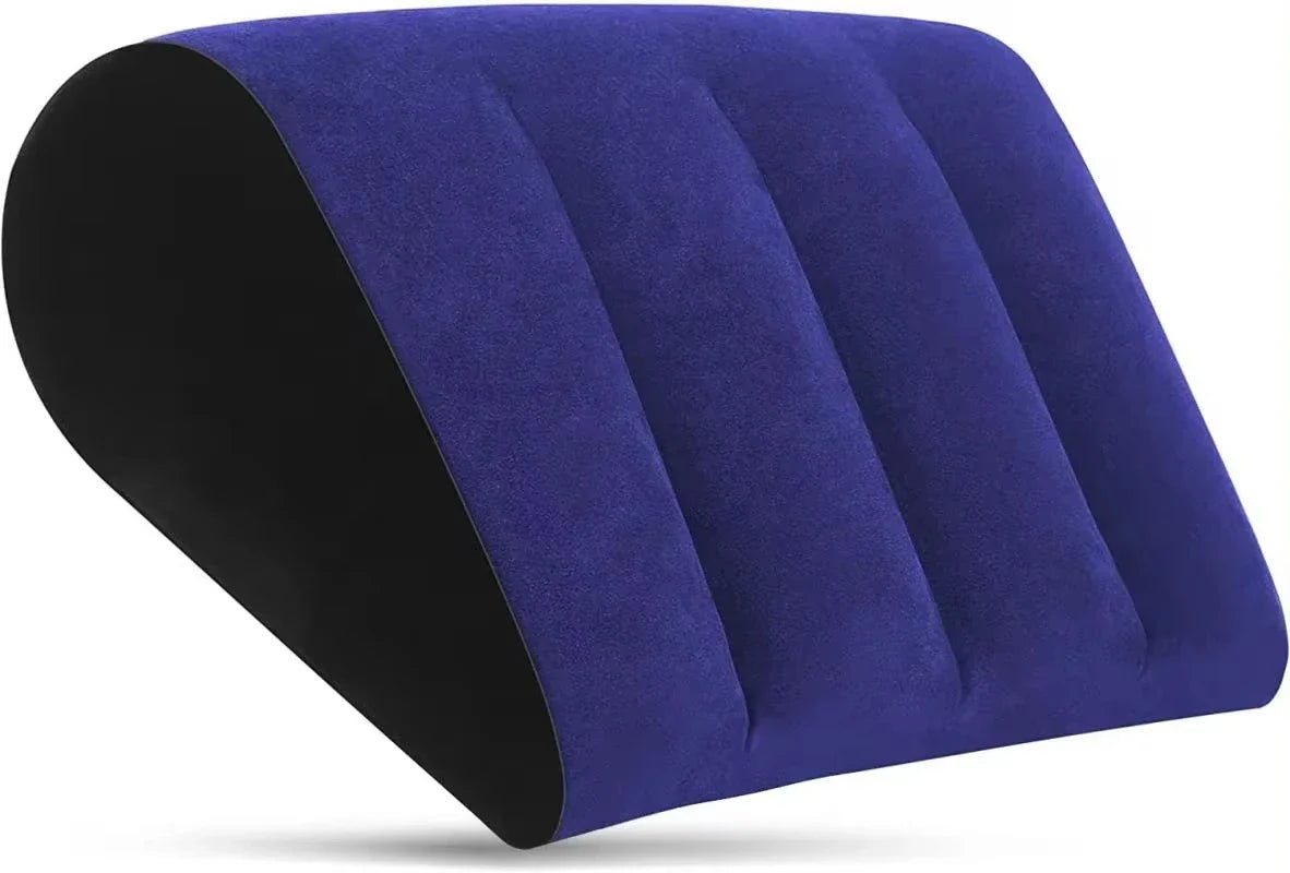 Inflatable wedge pillow for lumbar support and leg elevation, lightweight and portable