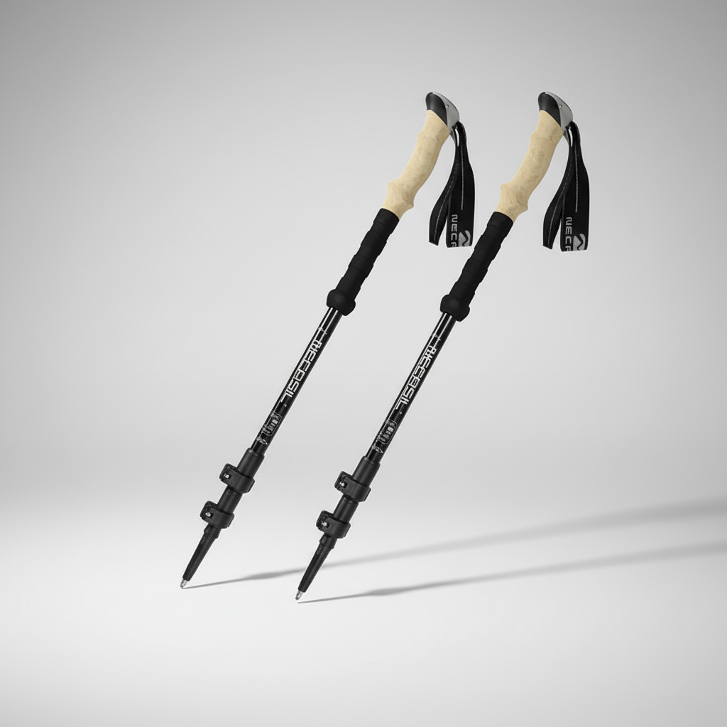 Ultralight trekking poles with telescopic design and quick-lock adjustment