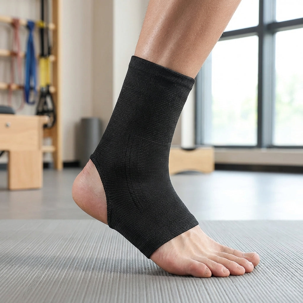Open heel ankle sleeve with breathable stretch design for lightweight support