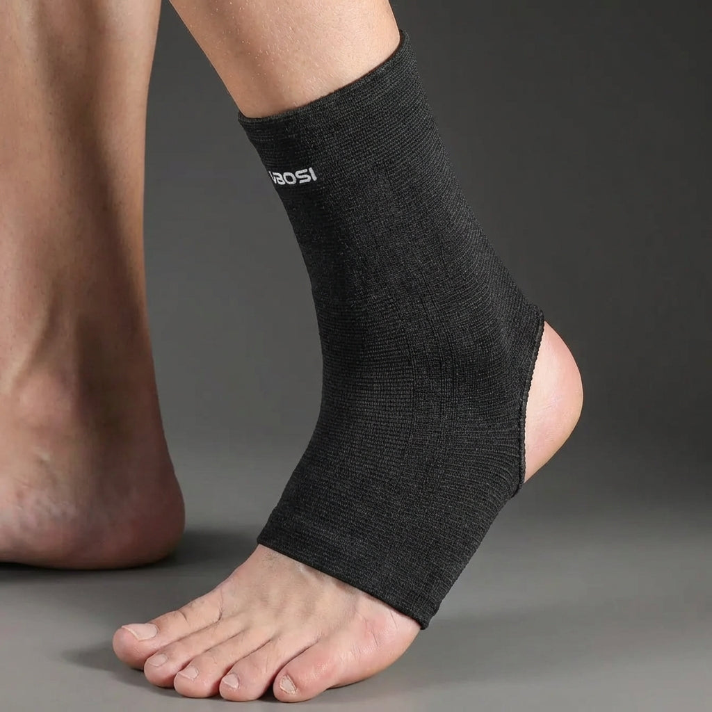 Open heel ankle sleeve with breathable stretch design for lightweight support
