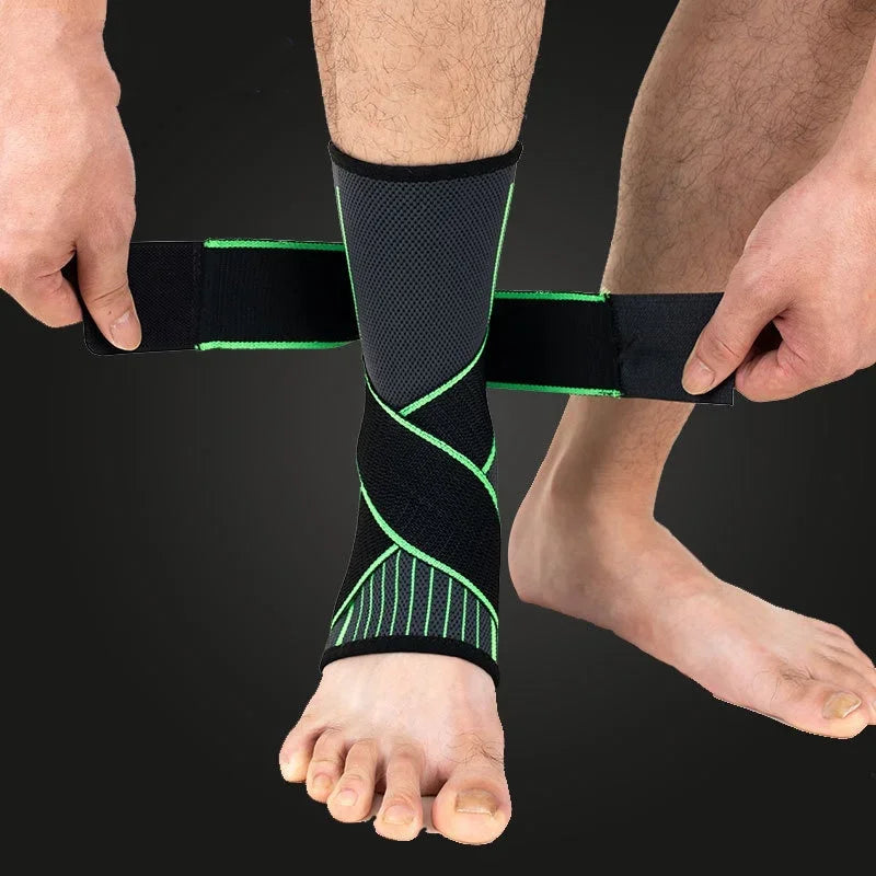 Adjustable ankle compression sleeve with cross straps and breathable support