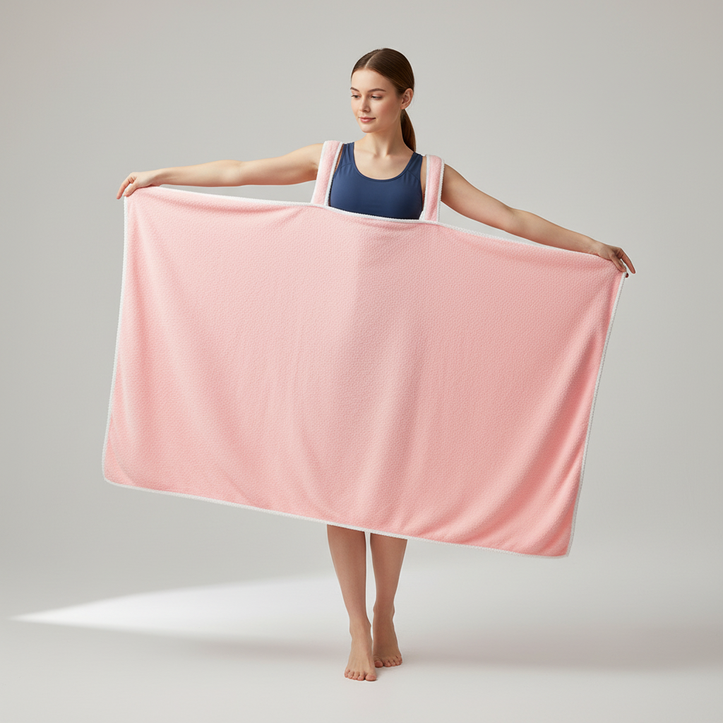 Wearable bath skirt wrap with shoulder slots and pocket