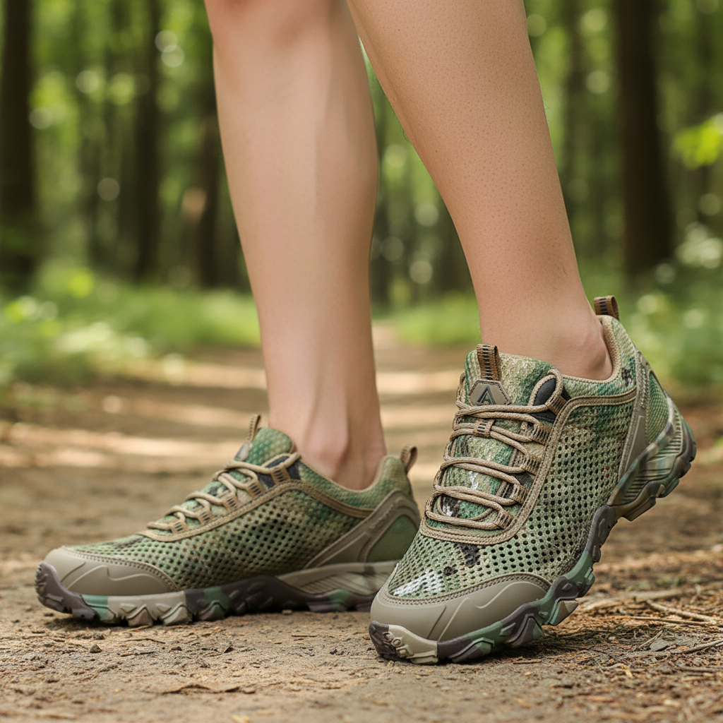 Breathable mesh hiking shoe with non-slip rubber outsole