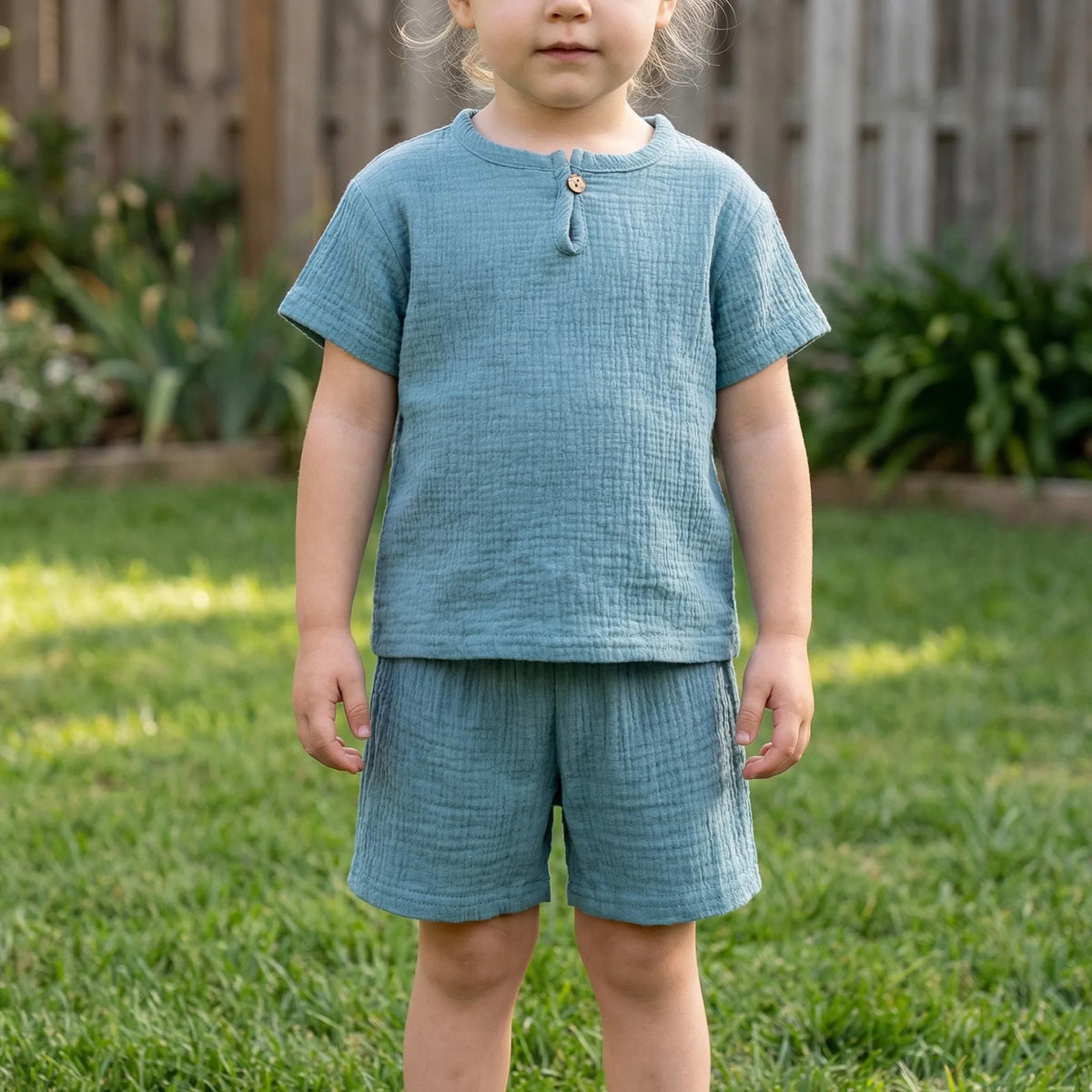 Kids summer top and shorts set, breathable playwear for children