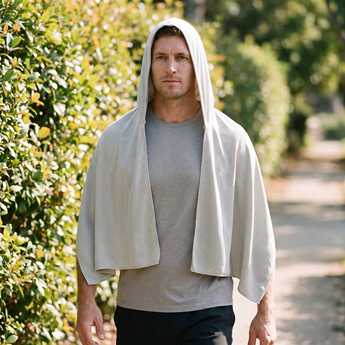 Cooling blankets breathable hooded sports towel with mesh airflow
