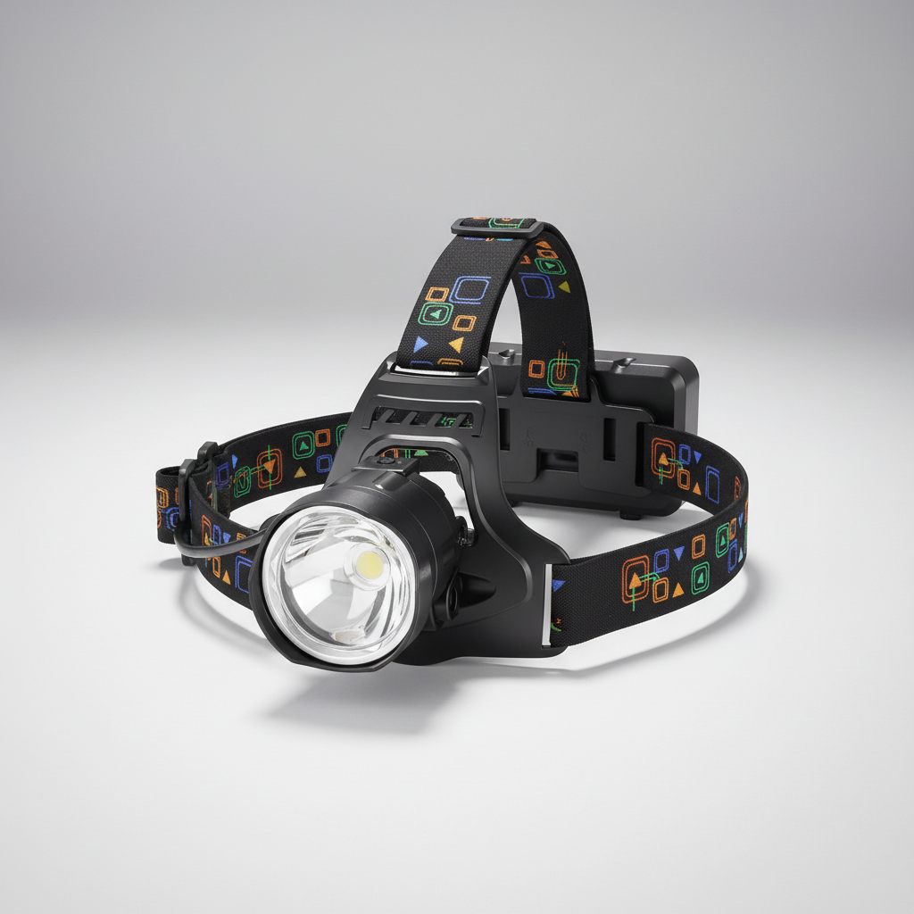 Rechargeable headlamp with zoomable XHP100 LED and waterproof housing