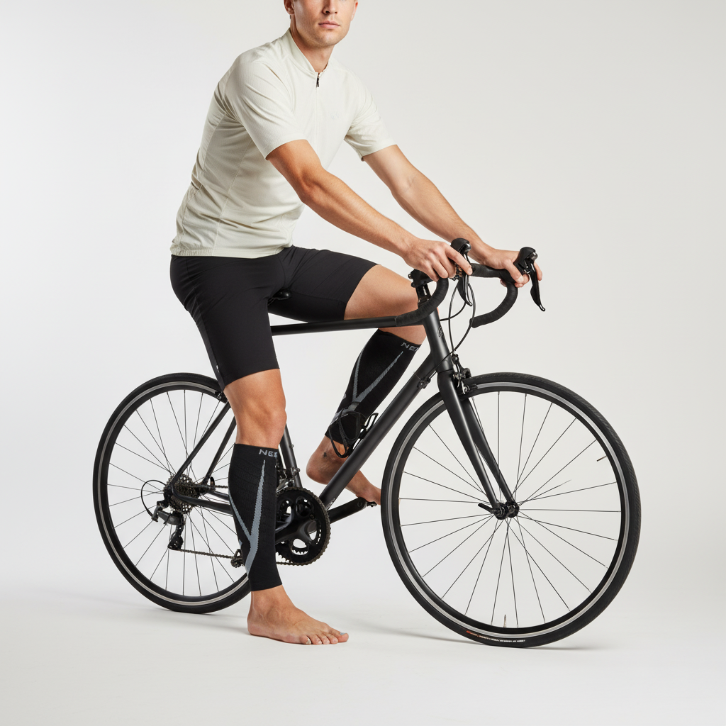 Footless calf compression sleeves with breathable polyester and non-slip design