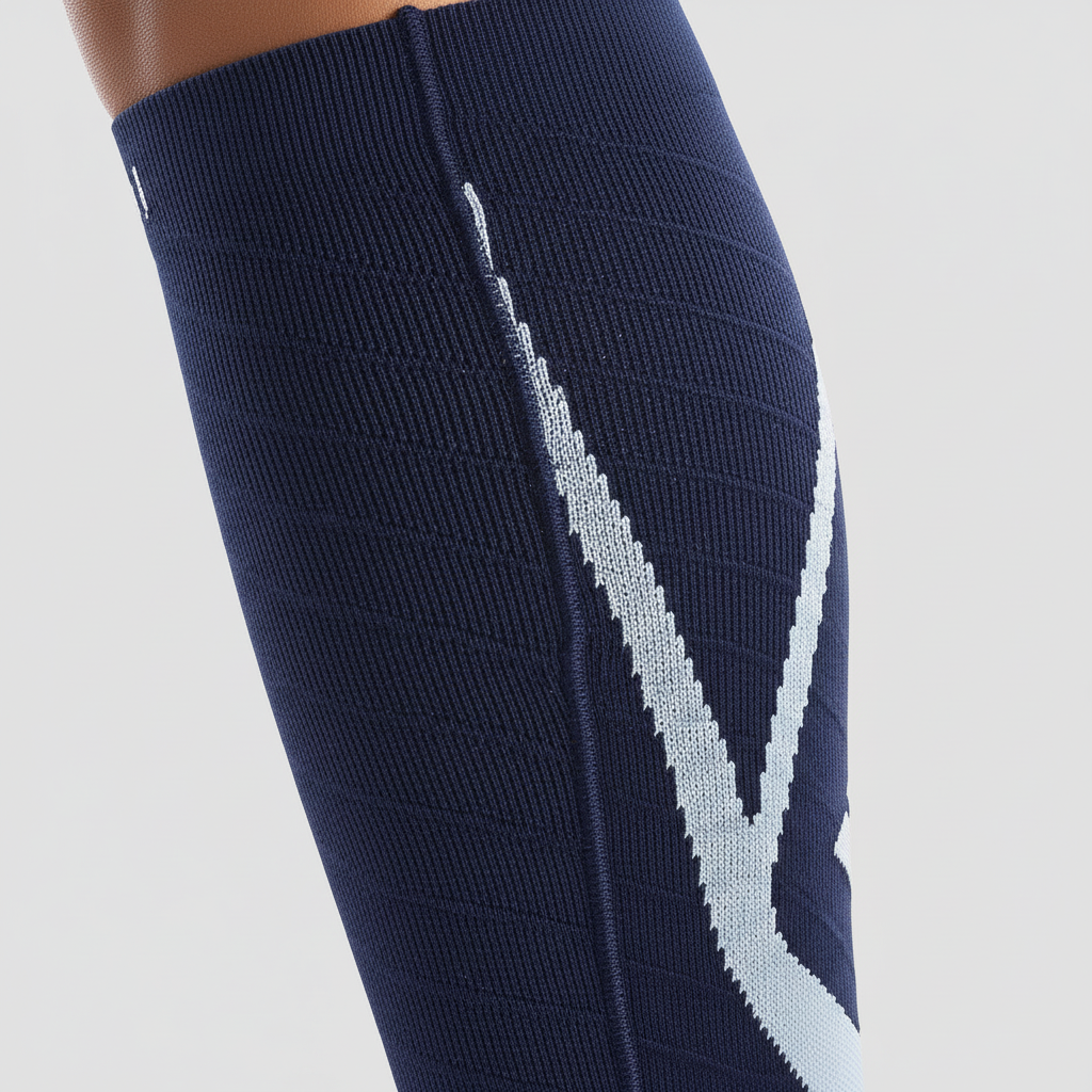 Footless calf compression sleeves with breathable polyester and non-slip design