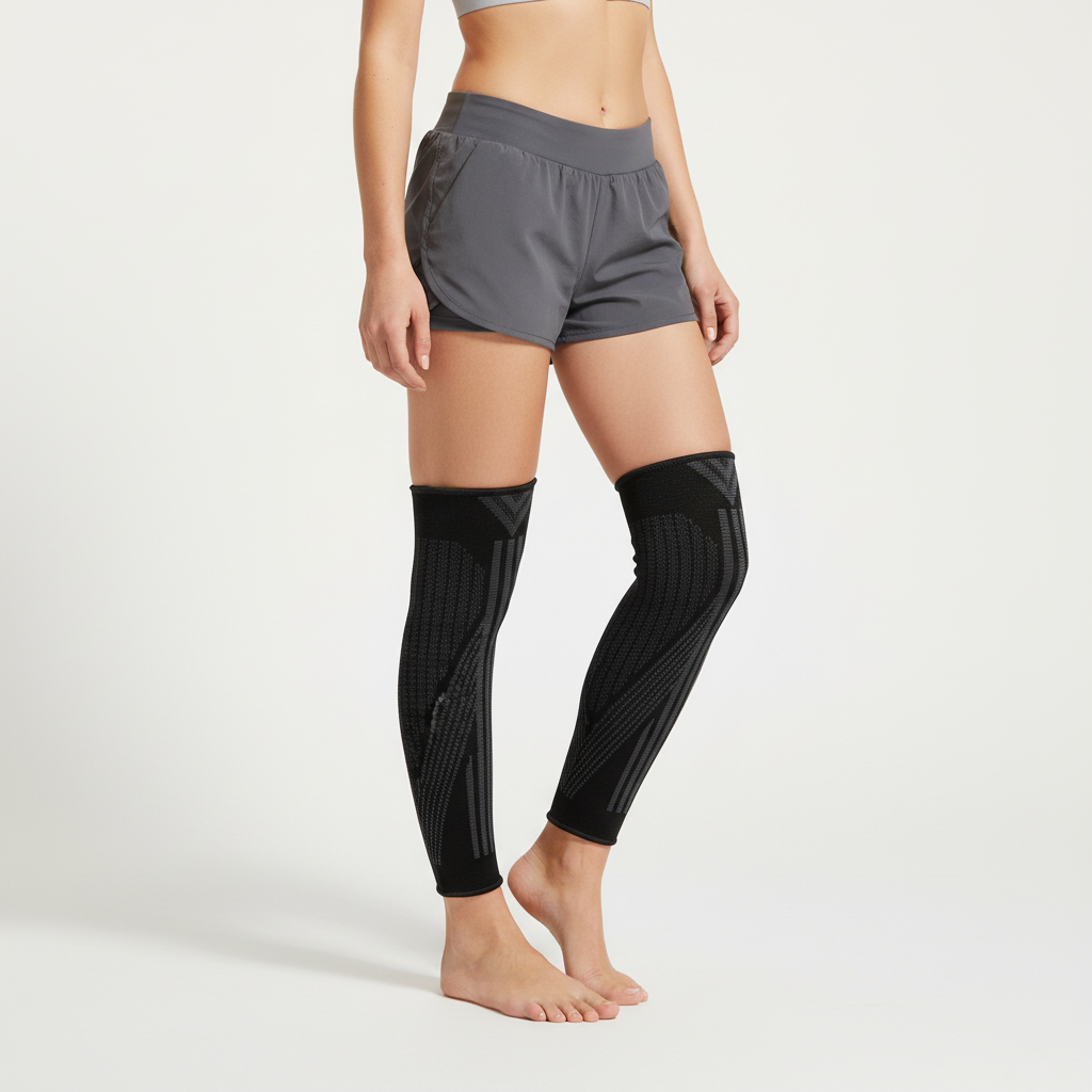 Compression calf brace with breathable Lycra knit for shin support