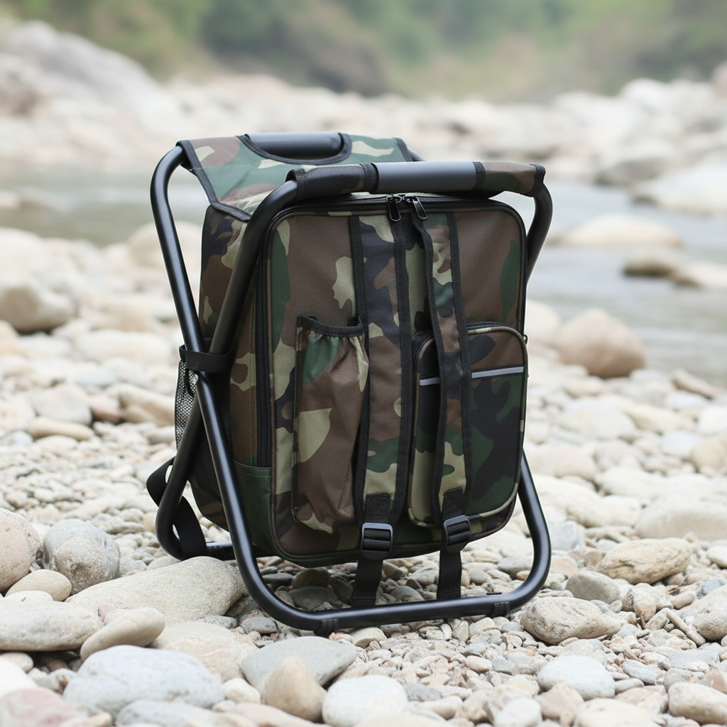 Backpack cooler chair with folding stool and insulated storage