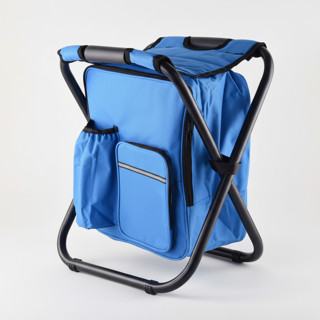 Backpack cooler chair with folding stool and insulated storage