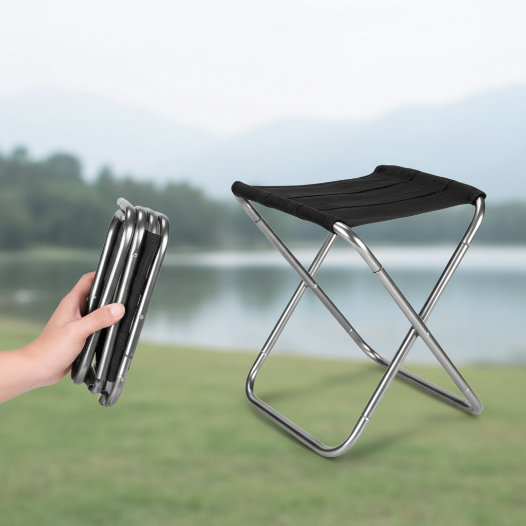 Compact foldable camping stool lightweight portable design quick setup