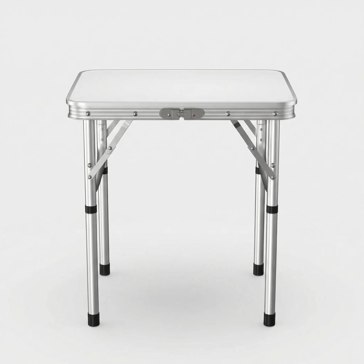 Compact folding camping table with height adjustment and carry handle