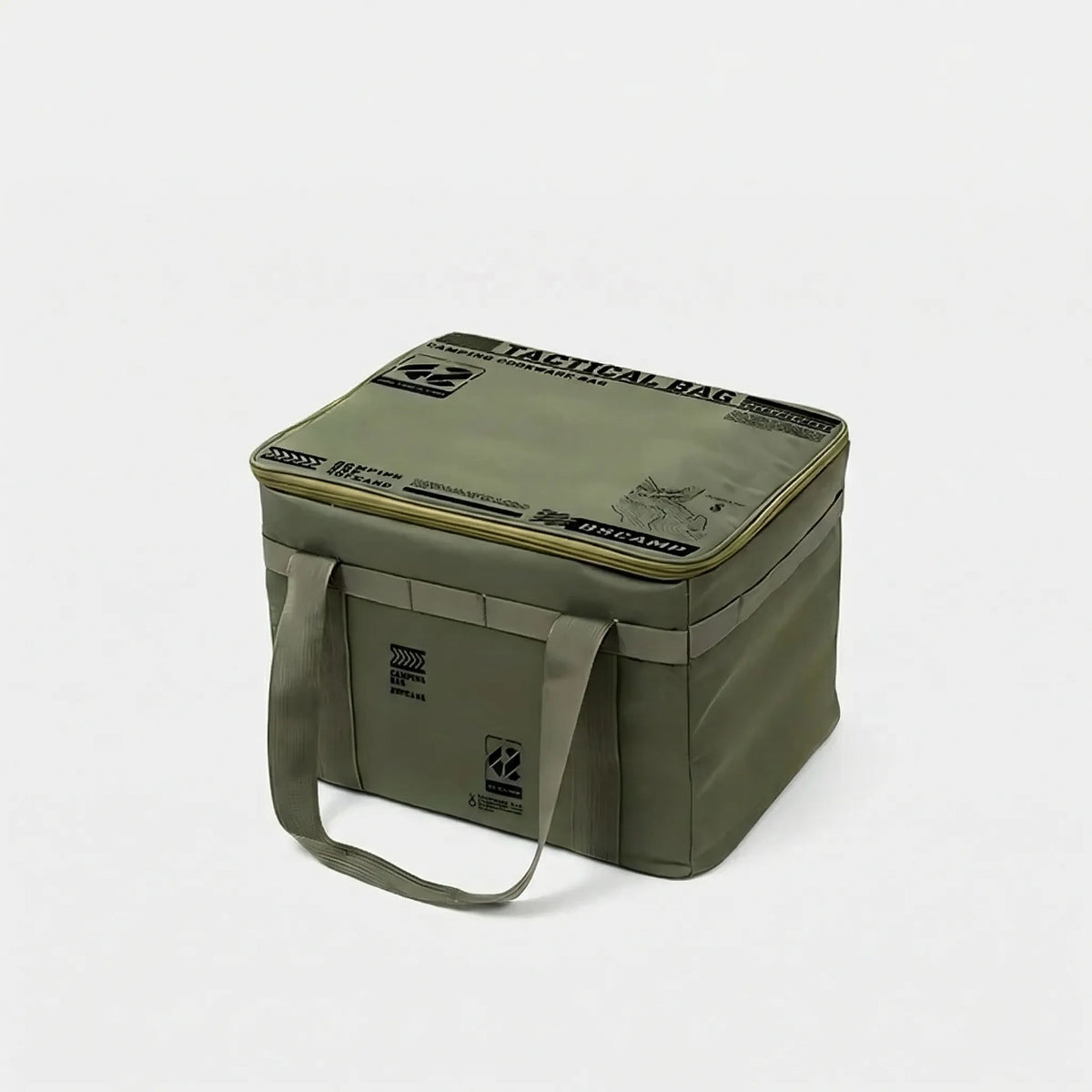 Insulated folding storage box with water-resistant finish and internal organisers