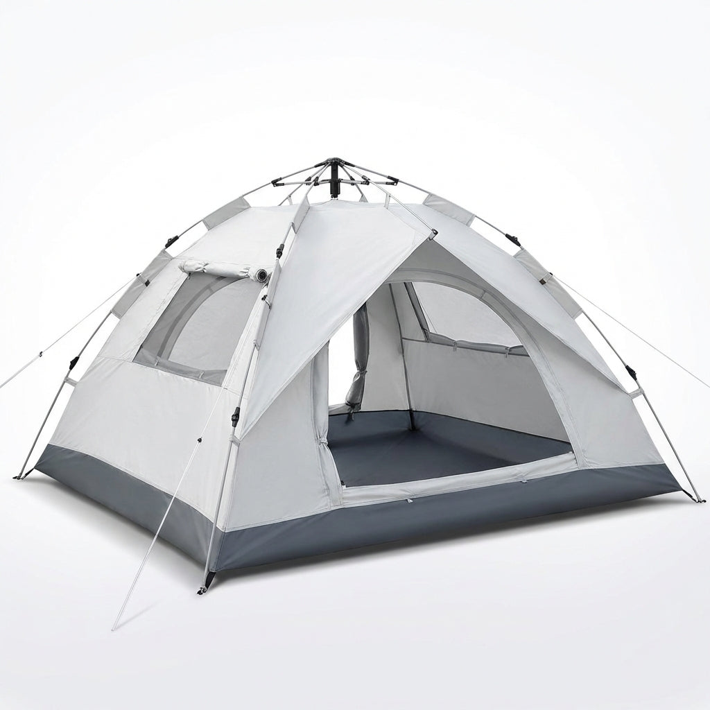 Automatic pop-up camping tent with double-layer sunshade for 3-4 people