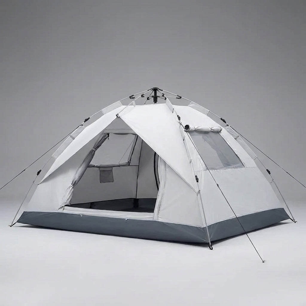 Automatic pop-up camping tent with double-layer sunshade for 3-4 people