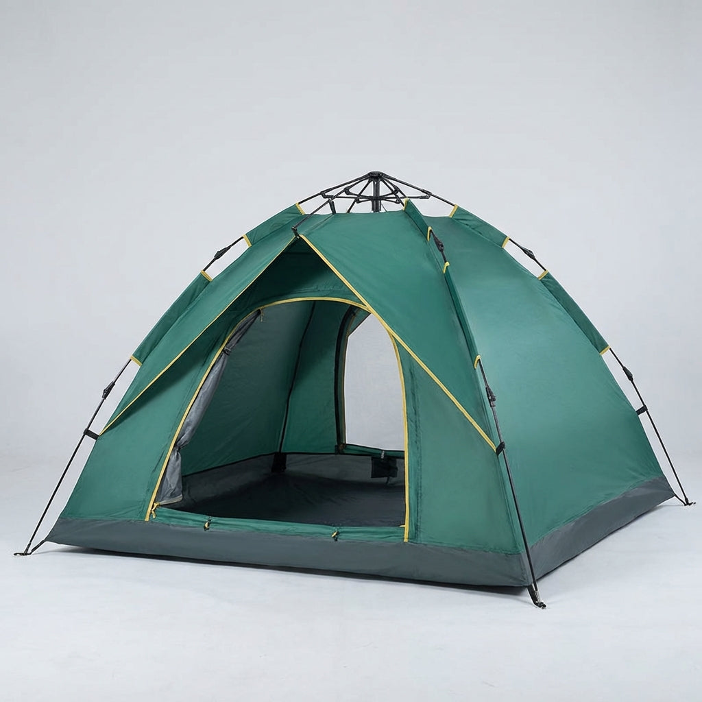 Automatic pop-up camping tent with double-layer sunshade for 3-4 people