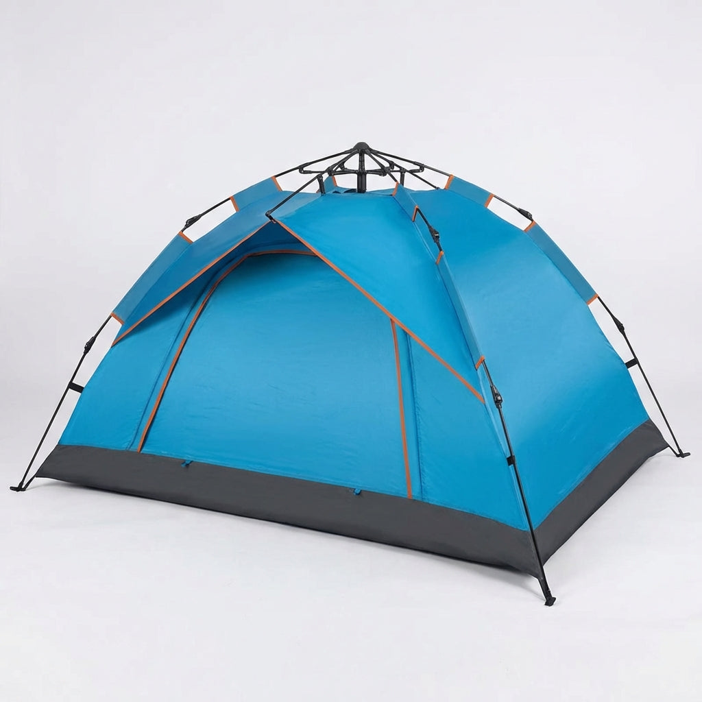 Automatic pop-up camping tent with double-layer sunshade for 3-4 people