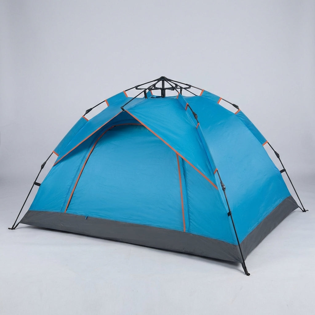 Automatic pop-up camping tent with double-layer sunshade for 3-4 people