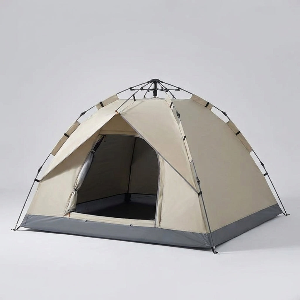 Automatic pop-up camping tent with double-layer sunshade for 3-4 people