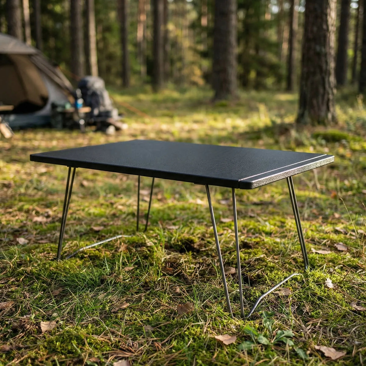 Ultralight camping folding table with pop-up setup and stable work surface