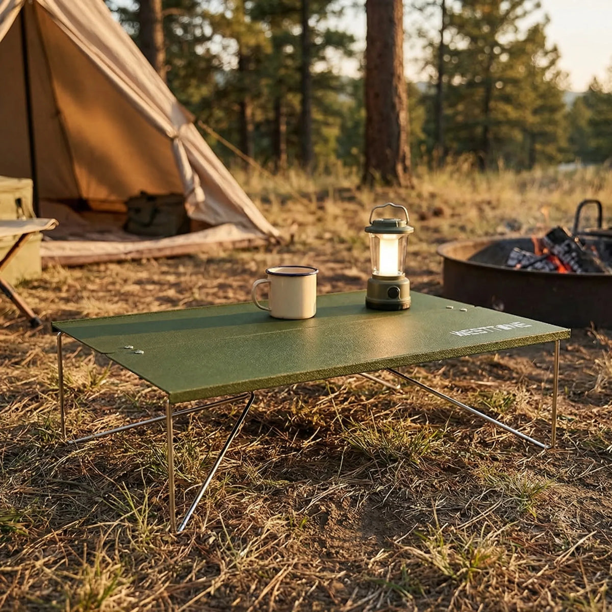 Ultralight camping folding table with pop-up setup and stable work surface